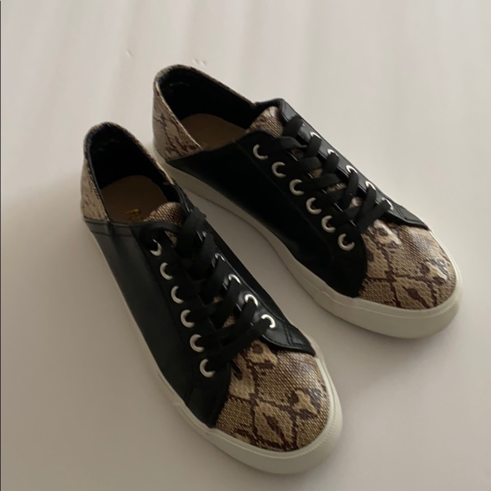 Faux Snakeskin and Black Sneakers